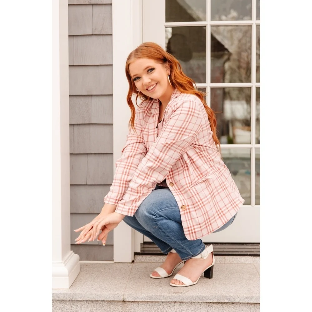 DRESSED IN PLAID BLAZER IN PINK - Picture 1 of 10